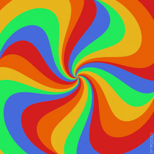 Rainbow Swirl on Blue Background
