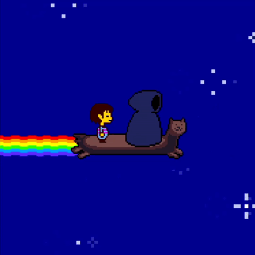Rainbow Trail Cat Gliding GIF