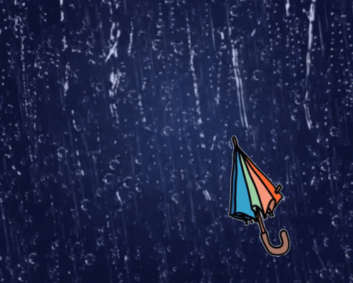 Rainbow Umbrella With Rain Drops GIF