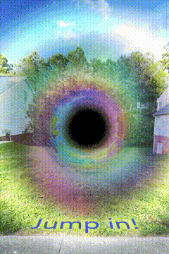 Rainbow With Blue Jump In Text