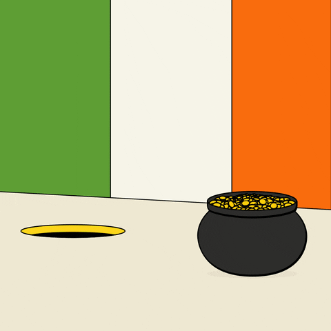 Rainbow With Pot Of Gold Featuring Ireland Flag GIF