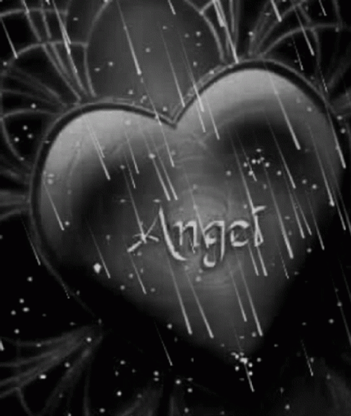 Raining Angel Black Heart GIF