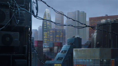 Raining In Anime City GIF