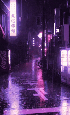 Raining In The Street Purple Asthetic GIF