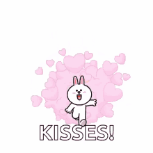 Raining Kisses Cony Cute Bunny Love GIF