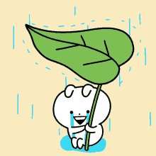 Raining Leaf Umbrella Crying Fake Happy Usagyuuun GIF