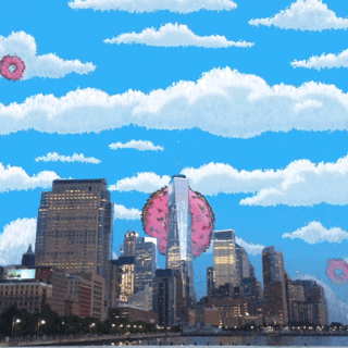 Raining Of Donuts In The City GIF
