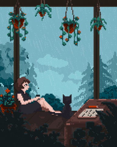 Raining Pixel Art Im Chill GIF