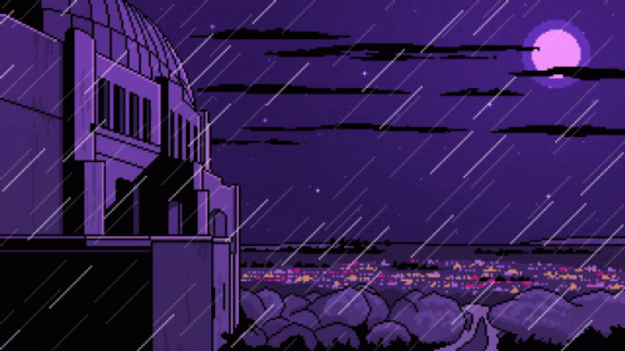 Raining Purple Anime GIF