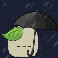 Rainy Day Cute Plant Holding Umbrella GIF