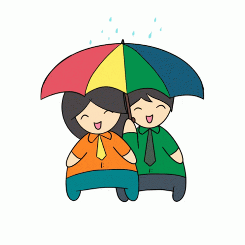 Rainy Friday Man And Woman Sharing Umbrella GIF