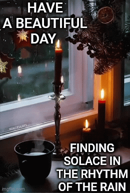 Rainy Friday Steaming Coffee Beside A Window GIF