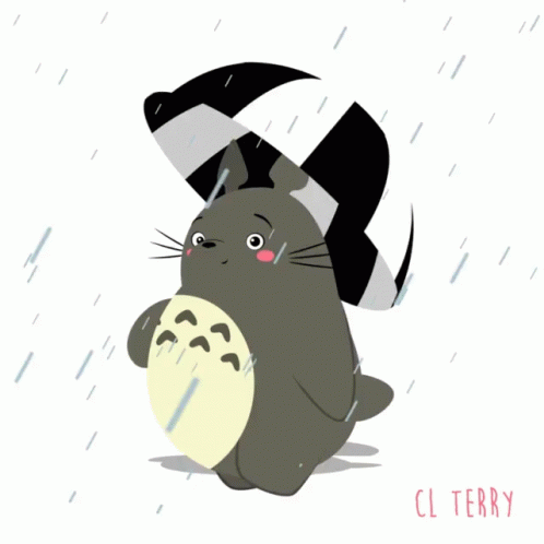 Rainy Friday Totoro Walking Anime GIF