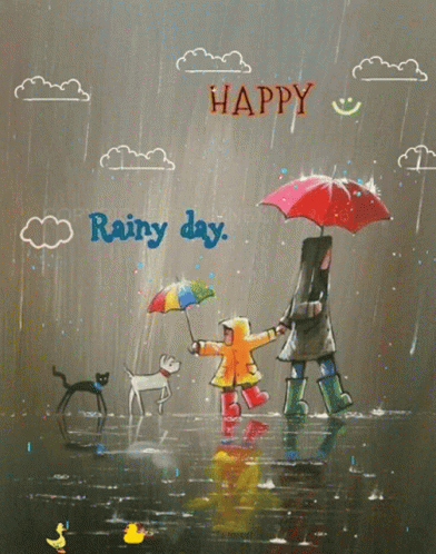 Rainy Good Morning Mother & Daughter GIF