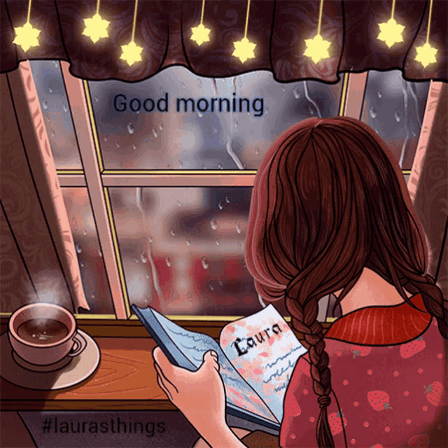 Rainy Good Morning Read With Coffee GIF