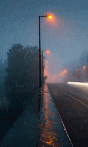 Rainy Night Street Lights GIF
