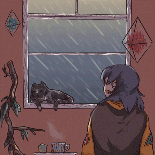 Rainy Saturday Girl Gazing Out The Window GIF