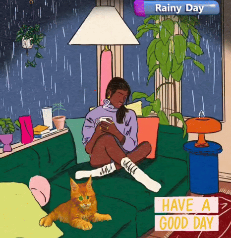 Rainy Saturday Girl Holding Cup Of Coffee GIF