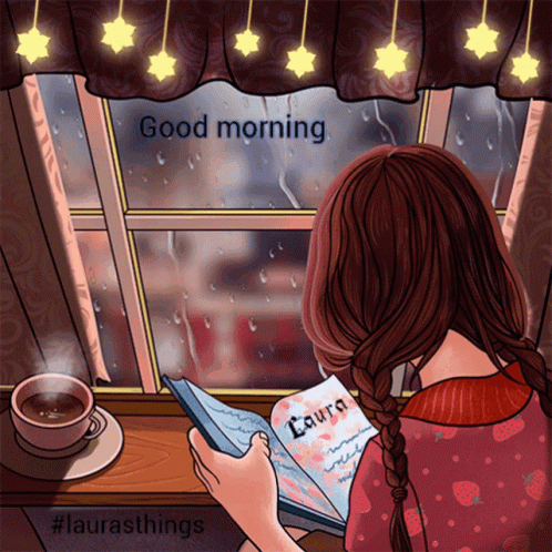 Rainy Saturday Girl Reading Book Beside Window GIF
