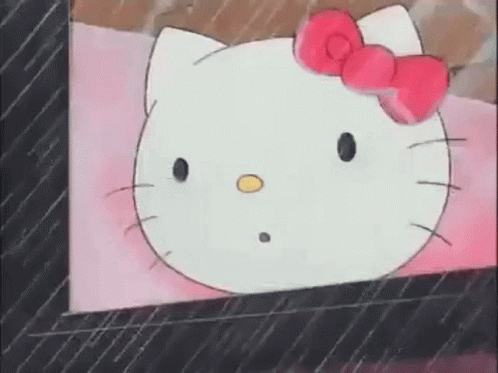 Rainy Saturday Hello Kitty Looking Out A Window GIF