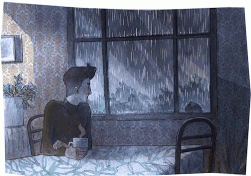 Rainy Saturday Man Observing From The Window GIF