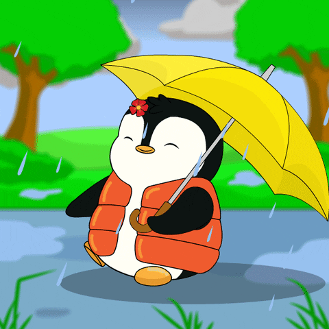 Rainy Saturday Pudgy Penguin Marching In The Rain GIF