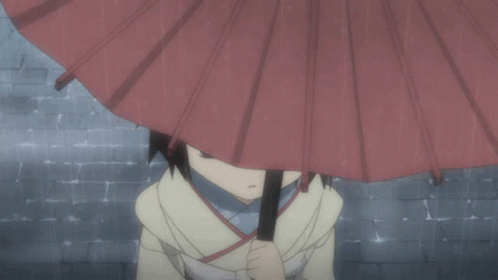 Rainy Saturday Yune Holding Umbrella Anime GIF