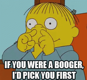 Ralph from The Simpsons Covering Nose