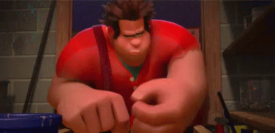 Ralph From Wreck It Ralph Is Holding A Red Exclamation Mark In His Hand . GIF