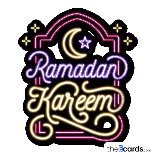 Ramadan Kareem Neon Sign with Crescent Moon