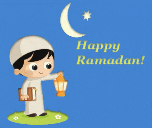 Ramadan Mubarak Boy With Book And Lamp Animation GIF