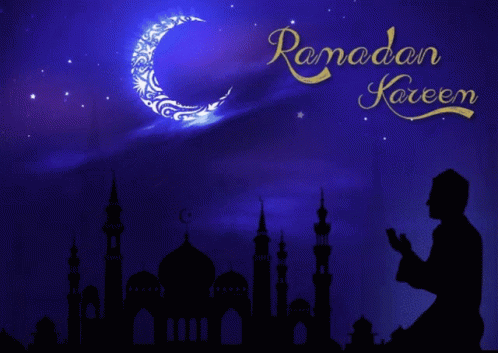 Ramadan Mubarak Glowing Moon At Night Animation GIF