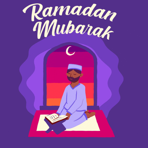 Ramadan Mubarak Sitting Man With Book Animation GIF