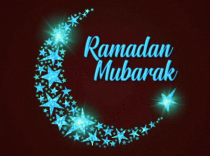 Ramadan Mubarak Starry Blue Crescent Moon GIF