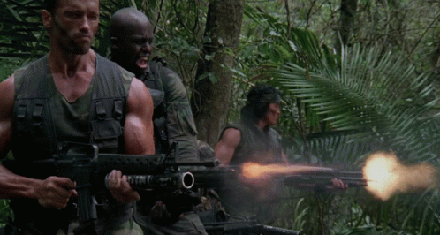 Rambo Machine Gun In Forest GIF