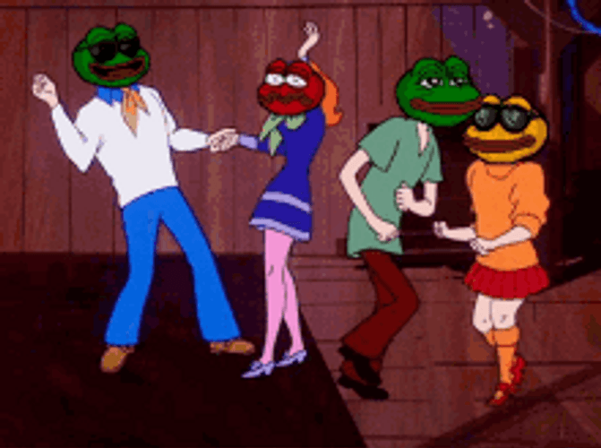 Random Dancing Frog Mask Party Couples GIF