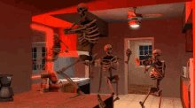 Random Dancing Skeletons Red Lights GIF