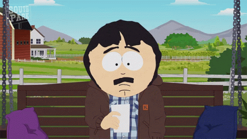 Randy Marsh From South Park Sits On A Swing Holding A Piece Of Paper GIF