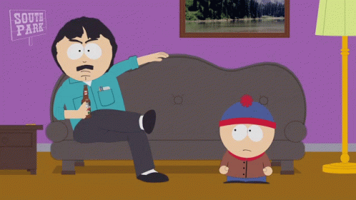 Randy Marsh Sitting on Couch South Park Sign