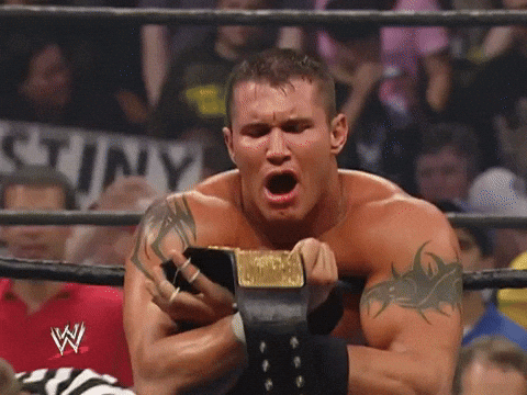 Randy Orton Overwhelmed Hugging Belt GIF