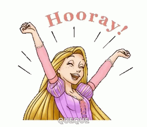 Rapunzel Celebrating With Arms in Air