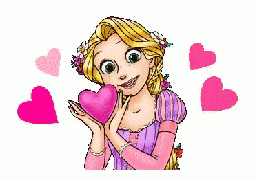 Rapunzel Cute Pink Hearts GIF