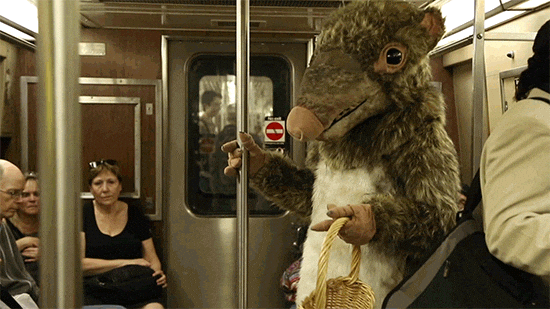 Rat Showering Subway Train GIF