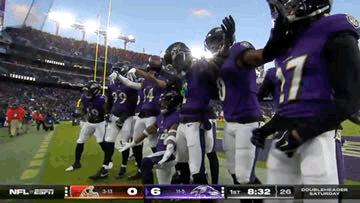 Ravens Football Players Celebrating Touchdown