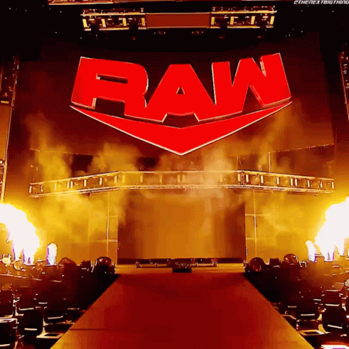 Raw Logo On Large Stadium Screen GIF