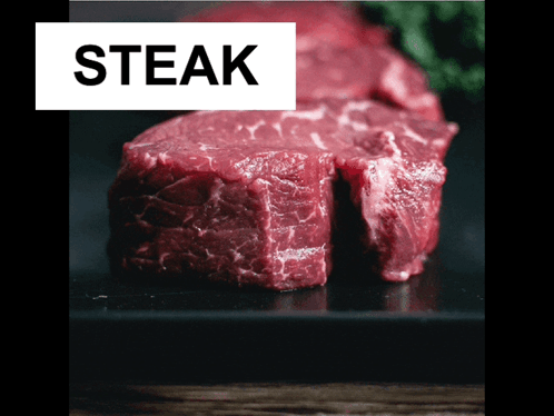 Raw Steak on Table