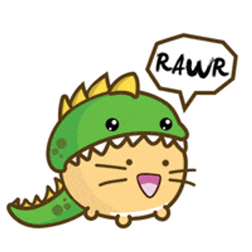 Rawr Cartoon Cat Dressed As Dinosaur GIF
