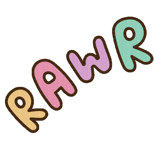 Rawr Multicolored Digital Text Art GIF