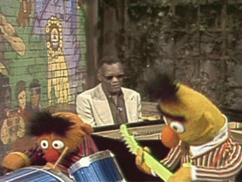 Ray Charles Sesame Street Playing Music GIF