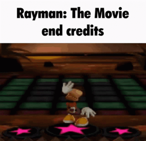 Rayman End Credits on Video Game Screen